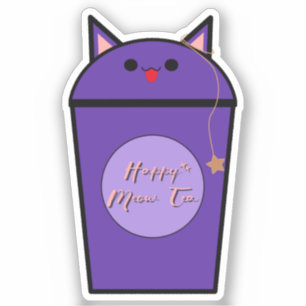 Adesivo de Vinil Chá Kawaii Taro Meow