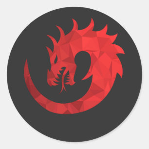 Adesivo de Vinil Círculo Dragão Vermelho Geométric