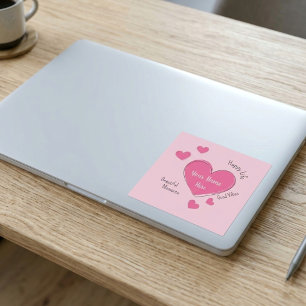 Adesivo de Vinil Corações Rosas Personalizado