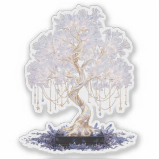 Adesivo de vinil cristal de uma árvore dourada da