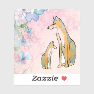 Adesivo de Vinil de Design Floral com Cães
