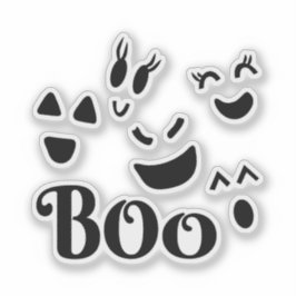 Adesivo de Vinil de Fantasma BOO Preto e Branco pa
