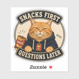 Adesivo de Vinil de Gato Laranja Engraçado | Snack