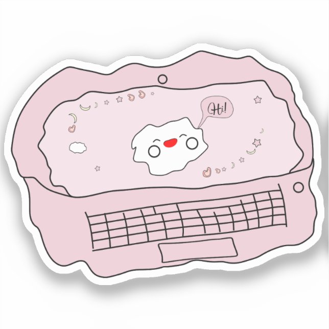 Adesivo de Vinil de Laptop Kawaii (Frente)