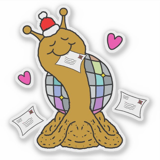 Adesivo de Vinil de Natal Cute Snail Disco Mail (Frente)