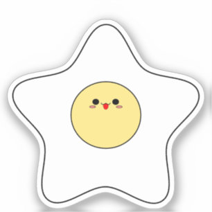 Adesivo de Vinil de Ovo Frito Estrela Kawaii