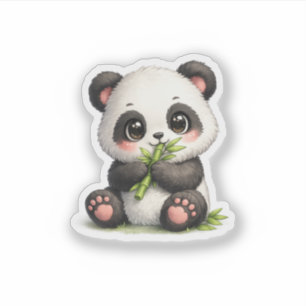 Adesivo de Vinil de Panda Bebê Fofo Comendo Bambu