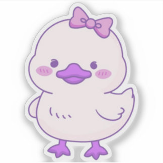 Adesivo de Vinil de Patinho Kawaii Fofo com Laço d