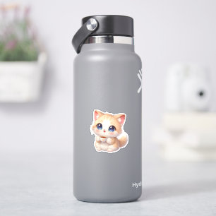 Adesivo de Vinil de Xícara de Café do Gatinho Fofo