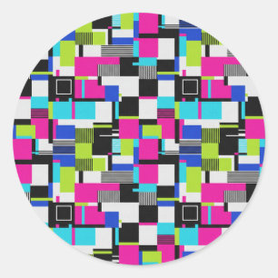 Adesivo de Vinil Estético Neon Glitch Art