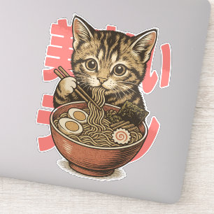 Adesivo de Vinil Gatinho do Kit de Ramen Delicioso