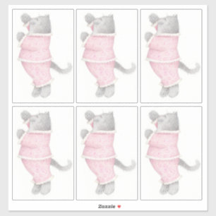 ADESIVO DE VINIL GATO DE PIJAMA ROSA 35CM X 35CM