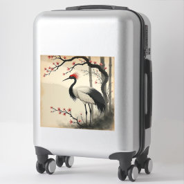 Adesivo de Vinil Grou-da-Corôa-Vermelha Sumi-E