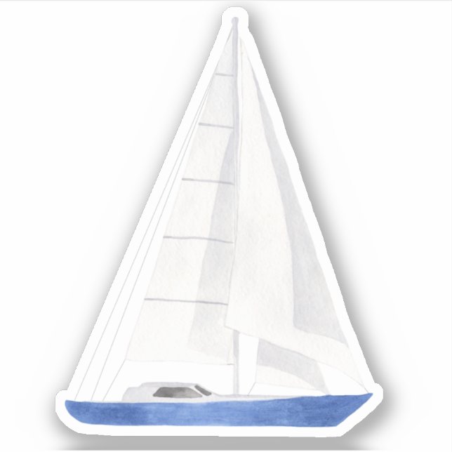 Adesivo de Vinil Iate Azul Barco à Vela (Frente)