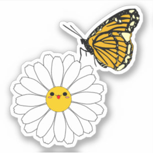 Adesivo de Vinil Kawaii Daisy com Borboleta