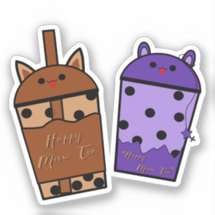 Adesivo de Vinil Kawaii Duo Meow Tea