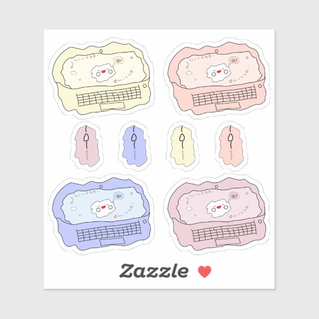 Adesivo de Vinil Kawaii para Laptop e Mouse (Folha)
