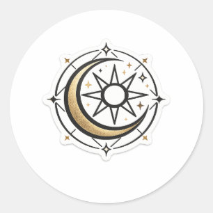 Adesivo de Vinil Místico Boho Sol Lua Celestial