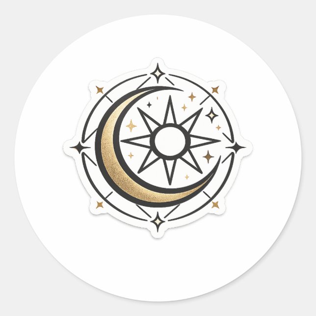 Adesivo de Vinil Místico Boho Sol Lua Celestial (Frente)