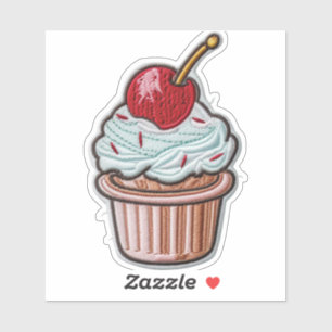 Adesivo de Vinil Personalizado com Cupcake e Cerej