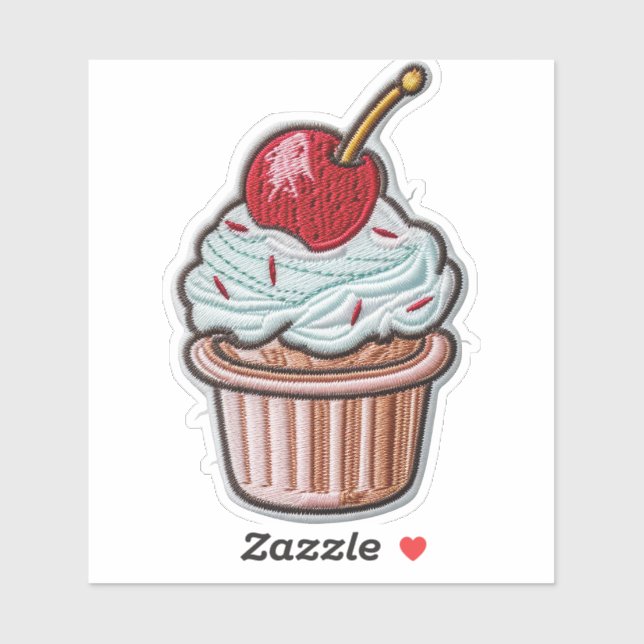 Adesivo de Vinil Personalizado com Cupcake e Cerej (Folha)