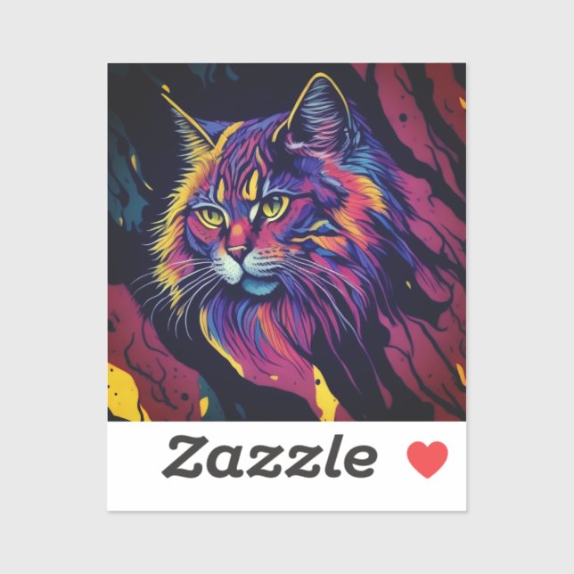 Adesivo de Vinil Personalizado com Design de Gato  (Folha)