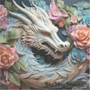 Adesivo de Vinil Personalizado com Dragão 3D e Flo