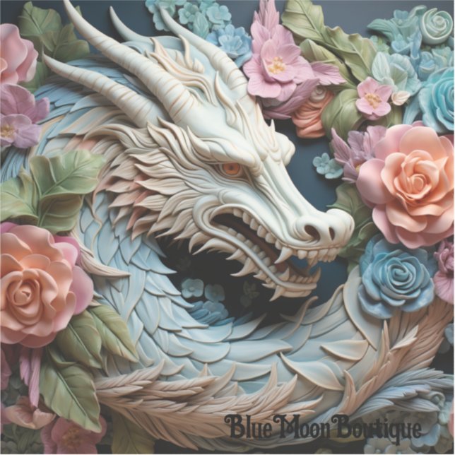 Adesivo de Vinil Personalizado com Dragão 3D e Flo (Frente)