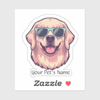 Adesivo de Vinil Personalizado Cute Golden Retriev