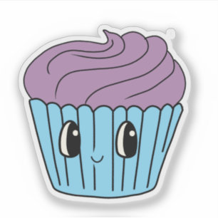 Adesivo de Vinil Personalizado de Cupcake Roxo Fof