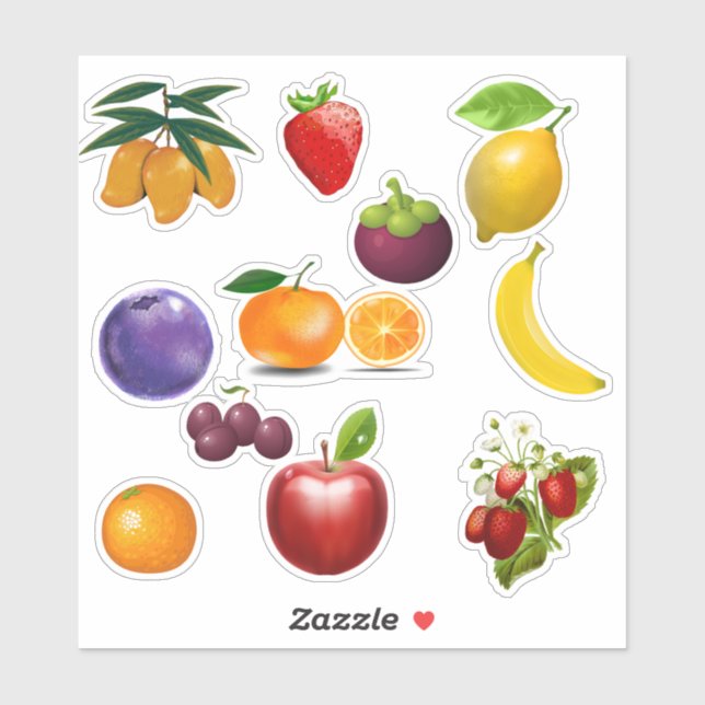 Adesivo de Vinil Personalizado de Frutas (Folha)