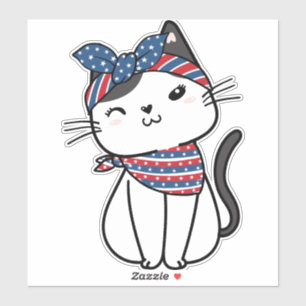 Adesivo de Vinil Personalizado de Gato de 4 de Jul