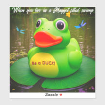 Adesivo de Vinil Personalizado Pato Sapo Pântano