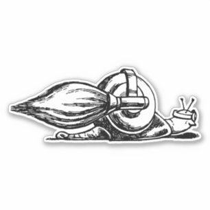 Adesivo de Vinil Preto e Branco Caracol Foguete