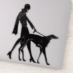 Adesivo de Vinil Recortado Art Deco Lady e Borzoi