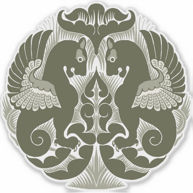 Adesivo de Vinil William De Morgan Green Griffins (Frente)