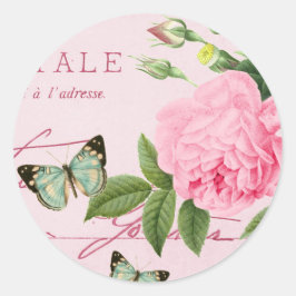 Adesivo de vintagem floral com rosa rosa