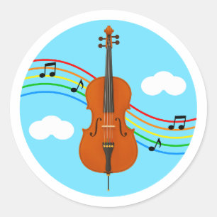 Adesivo de Violoncelo Céu Arco-íris Música Criança
