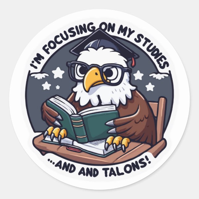 Adesivo De volta à Escola Eagle Sticker - Engraçado Estudo (Frente)