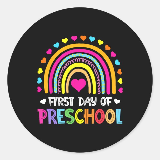 Adesivo De Volta À Escola Feliz Primeiro Dia Da Pré-Escola (Frente)