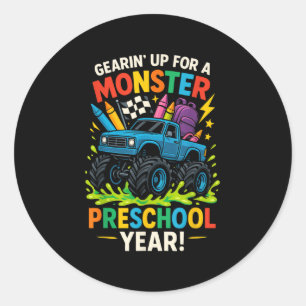 Adesivo De Volta À Pré-Escola Pré-k Monster Truck Primeiro