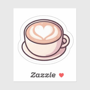 Adesivo de Xícara de Café Coração Arte Latte Esté