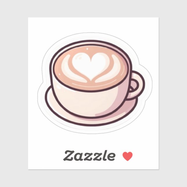  Adesivo de Xícara de Café Coração Arte Latte Esté (Folha)