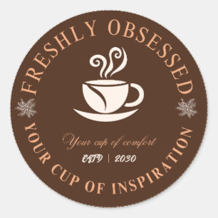 Adesivo de Xícara de Café Frescamente Obsessivo