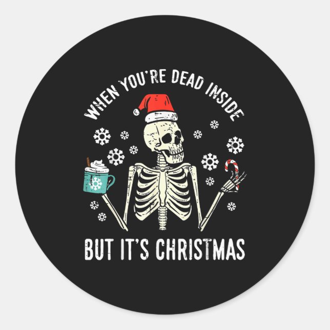 Adesivo Dead Inside But Its Christmas Skeleton Coffee Xmas (Frente)