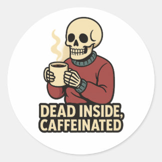 Adesivo Dead Inside Caffeinated – Coffee Skeleton Sticker