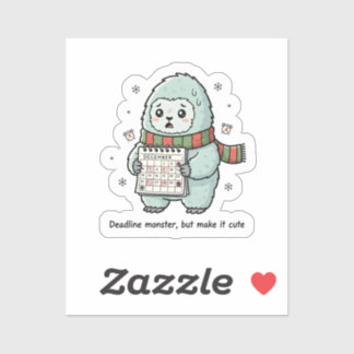 Adesivo Deadline Monster Cute Sticker – Funny Productivity