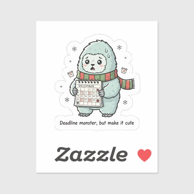 Adesivo Deadline Monster Cute Sticker – Funny Productivity (Folha)