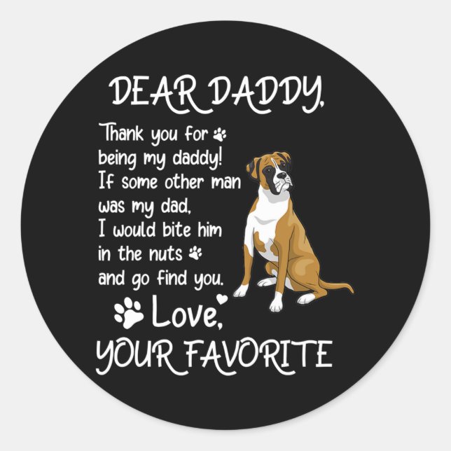 Adesivo Dear Daddy Boxer lovers Dog Dad Father's Day  (Frente)