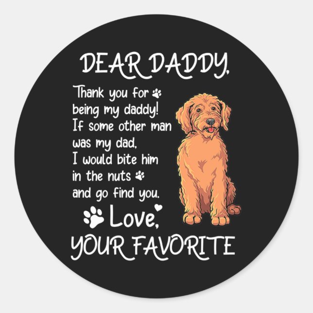 Adesivo Dear Daddy Labradoodle Dog Dad Father's Day  (Frente)